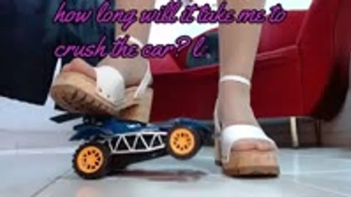 crush hard and fast a toycar buggy in short time with heels sandals nylons