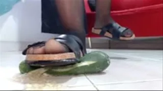 crush crushing cucumber monster dicks with nylons feet and sexy sandals like Birkenstock