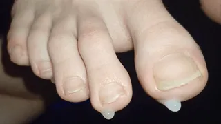 Anna - Teasing urethra with the tips of her unpedicured toenails [foot worship, footjob, urethral teasing, cum eating]