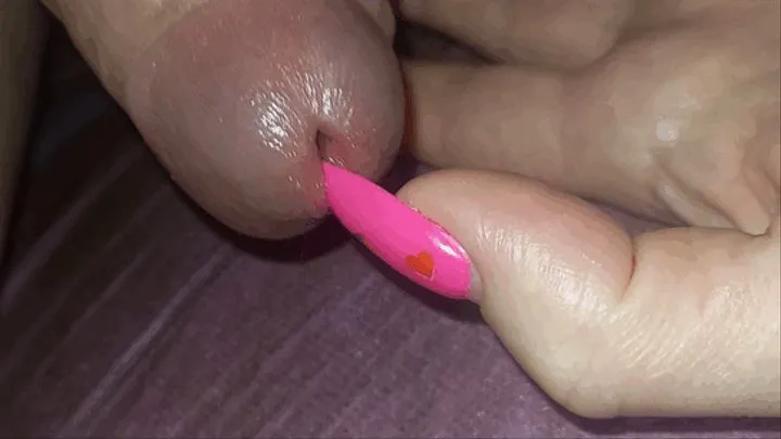 Clara - Inserting her long fingernails into the peehole and eating cum off her soles [foot worship, footjob, urethral insertion, cum on feet]