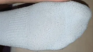 Lana - Sniffing her smelly, sweaty socks and cumming on her soles [foot worship, footjob, cum eating]