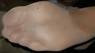 Evelyn - Worshipping her sweaty feet in stockings and covering them with cum [foot worship, footjob]