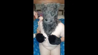 Furry Grey Wolf in Heat Pleasures Herself