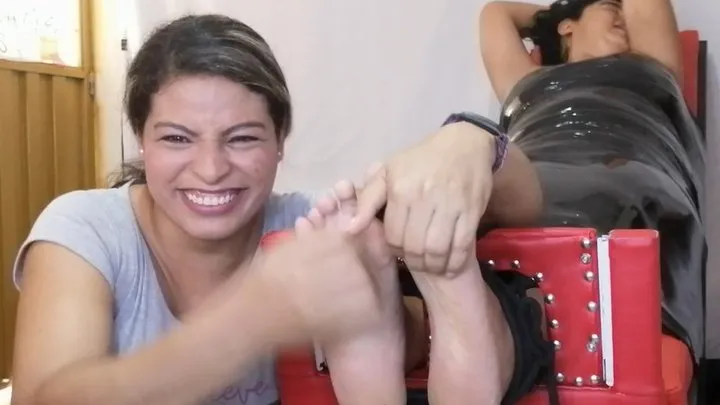 Karla has sweaty and ticklish feet