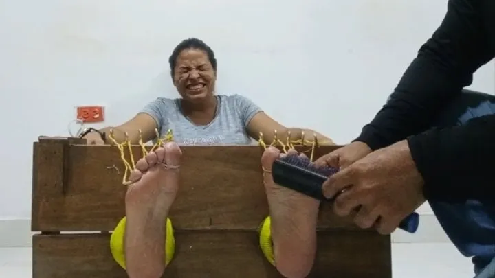 Ceci tickling in the stocks