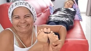 Tickling Soles: Revenge Gloria Tickles Sian's Soles