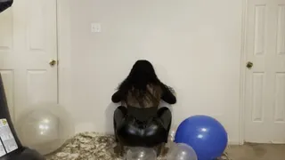 Riding on Transparent Balloons in Sexy Leather Pants