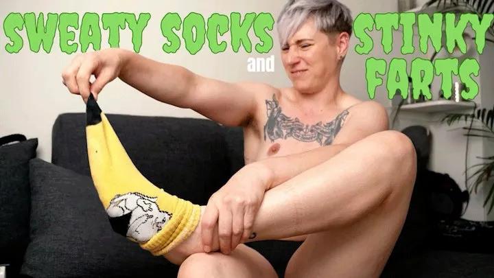 Horny Sweaty FtM Makes You Sniff and Lick His Smelly Feet, and Farts in Your Face - Jaq Quicksilver - Trans gymbro humiliates you by making you worship his feet and asshole while he farts - rimming, pov, foot, gas, close-up