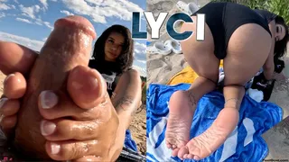 Magical beach footjob with Lyci!