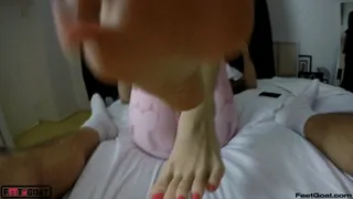 Alya Goddess gets foot massage and gives epic Footjob with ending of HER POV of exploding cumshot