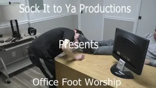 Hot foot slave worshiping feet in the office
