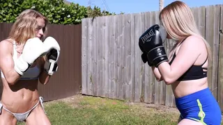 Cay Baby vs Buff Blondie In A Outdoors Boxing Match