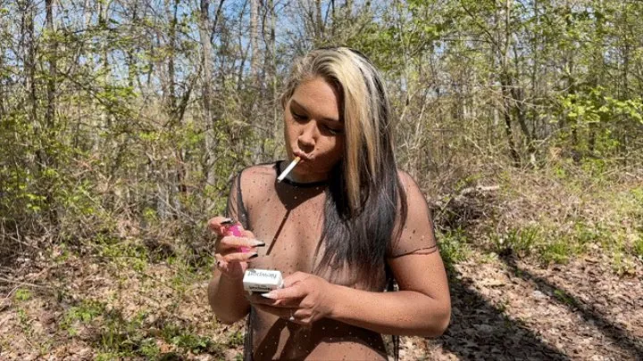 A Morning Stroll in a Public Park in A Sheer Dress