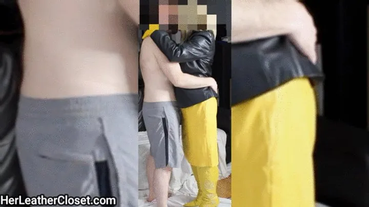 Fucking the slave in my Yellow Leather Skirt and Boots