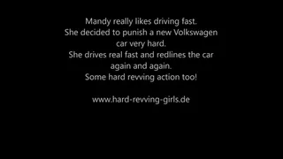 Mandy drives Volkswagen Golf very hard