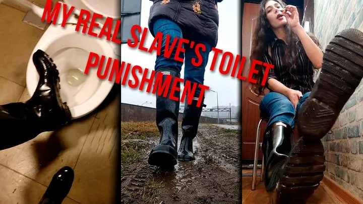 My real slave's toilet punishment