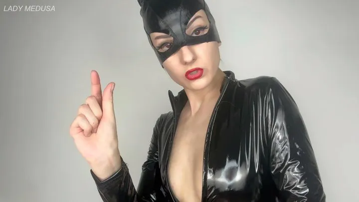 Catwoman's tiny dick servant - SPH, shiny catsuit worship