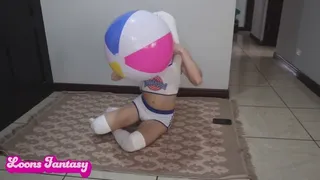 Owllete blows up and tears up beach ball( )