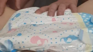 Adult Baby diaper change, baby bottle play, fucking her
