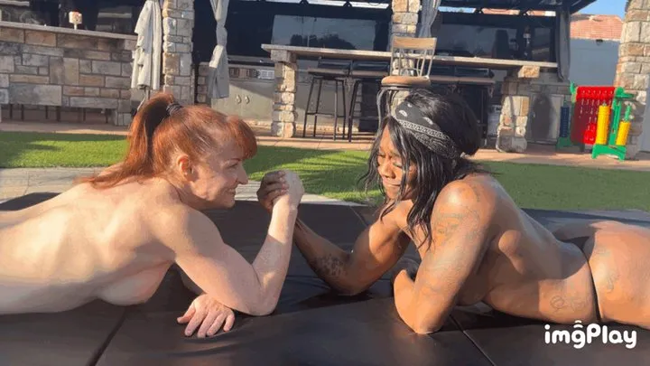 Part 1 FIRST TIME EVER Tyler Dare Vs Sugar Diamond in an Competitive Topless Wrestling Match