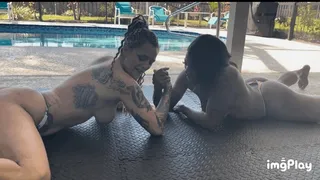 Part 1 FIRST TIME EVER Sugar Diamond vs Andi Vicious in an competitive topless arm wrestling match
