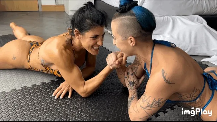 Part 1 FIRST TIME EVER Bianca Blance vs Newcomer Andre Shakti in an competitive arm wrestling match