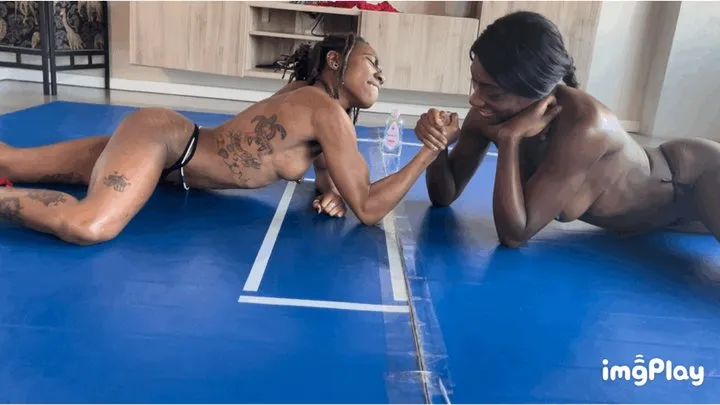 Part 1 FIRST TIME EVER Paris Love vs Kirra Blaze In a Topless Arm Wrestling Match