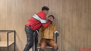 Leather Boys Are Restrained And Humiliated By Their Masters' Boots