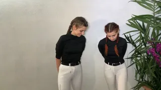 The annoying twins Laura and Kate tied by Clem in tight bondage