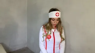 The sexy nurse Naomi in hogcuff and toecuffs