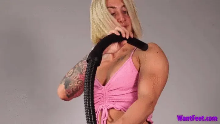 Muscular Woman Vacuuming Fetish