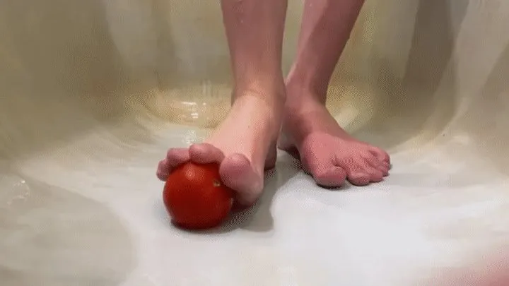 Crushing tomatoes with my feet