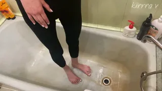 Foot fetish | Showering in clothes
