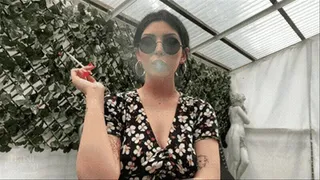 Casual smoking and human ashtray POV with Mistress Glamorous