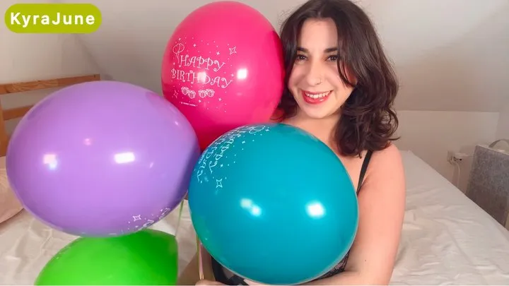 Old Helium Balloons get popped in diffrent ways by KyraJune while she talks with helium voice