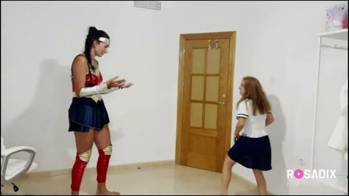 6'5 Wonder Woman vs Tiny Police girl