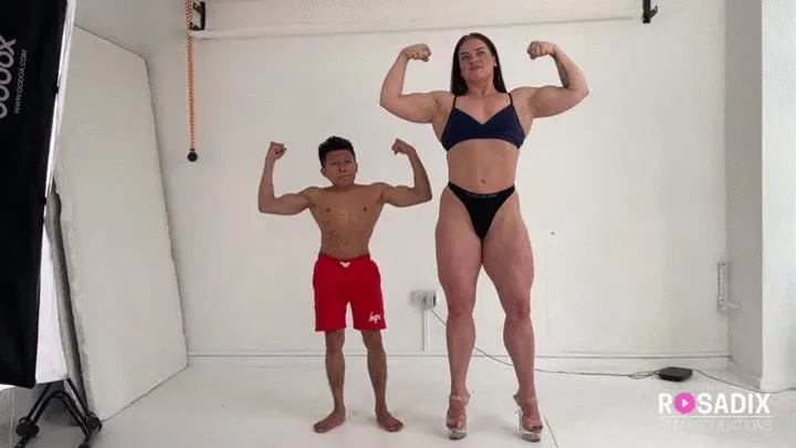 Huge Powerlifter Xena vs Small Bodybuilder Chon - A "Strong" Size Comparison