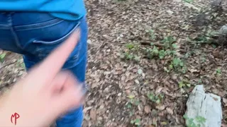 balls emptying in a ruin in the forest for my Cuck