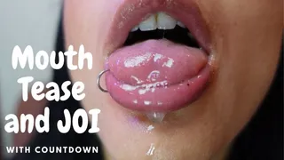 Mouth Joi drooling and countdown