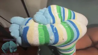 the stripey toe socks sockjob ( 2 MASSIVE LOADS BACK 2 BACK)