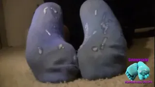 blue socks drip (cum covered)