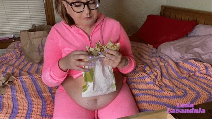 Greedy Girl Eats Fast Food