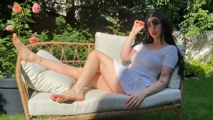 Young Goddess smoking and feet POV