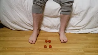 Crushing tomatoes underneath my strong male feet