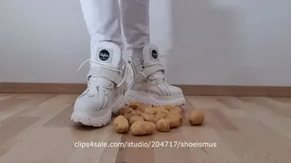Potato crushing in Buffalo classic boots