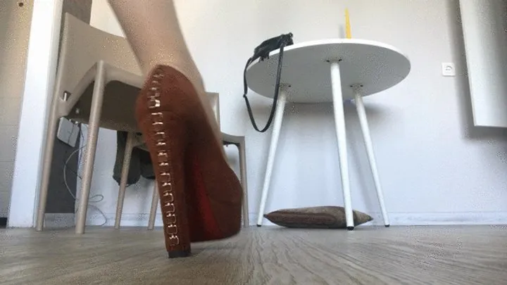 Dangling heels, soles tease!