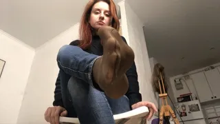 Sniff my pantyhose feet!