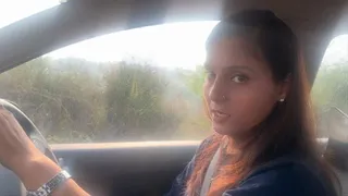Asian girl punished her car while it's cranking