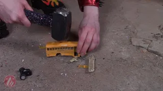 Smashing Sentimental Toy School Buses (Donated for Destruction)