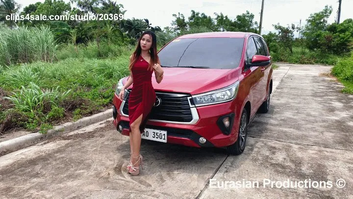 206 - G Jane revving red car with red dress